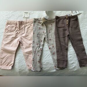 Zara Kids' Pink, Gray, and Brown Leggings Set 12-18m nwt